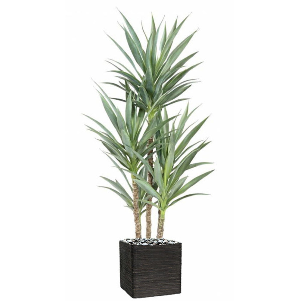 Yucca artificiel multitroncs en pot h 150 cm feuillage plastique