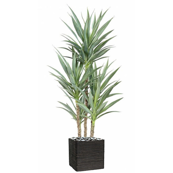 Yucca artificiel multitroncs en pot h 150 cm feuillage plastique