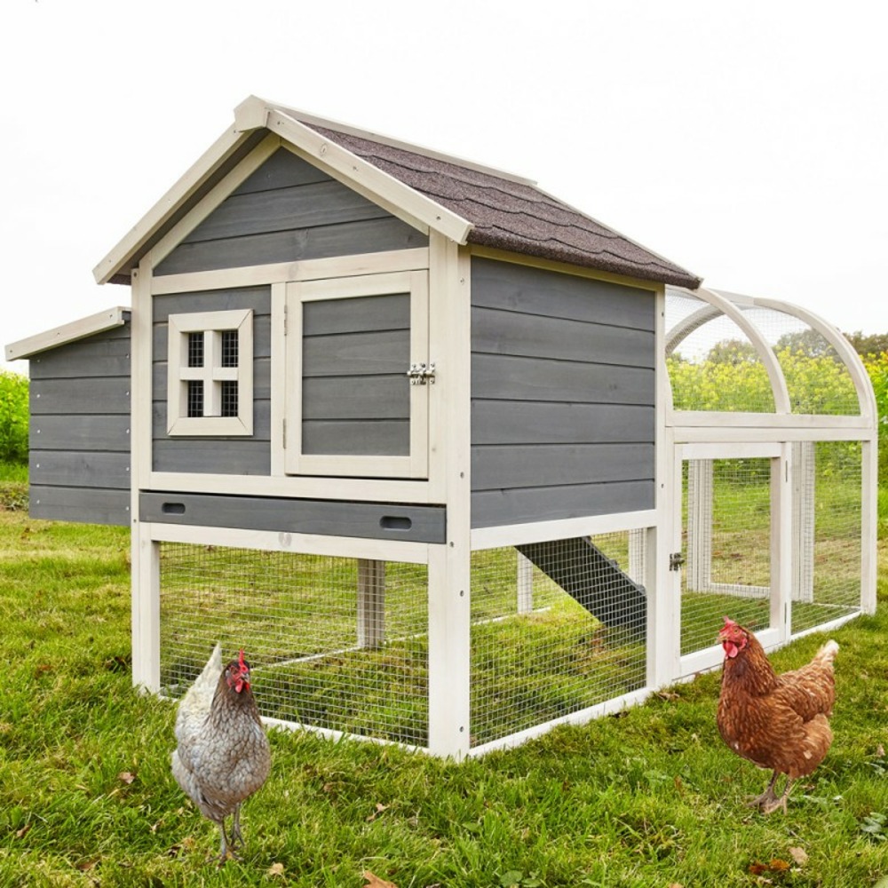 Poulailler en bois pour jardin extérieure cage canard avec nichoir cm modèle: 160 grand bonheur 189x100x110 cm