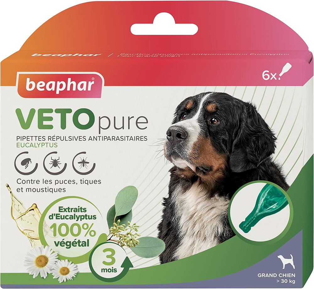 – vetopure – pipettes répulsives antiparasitaires grand chien (>30 kg)