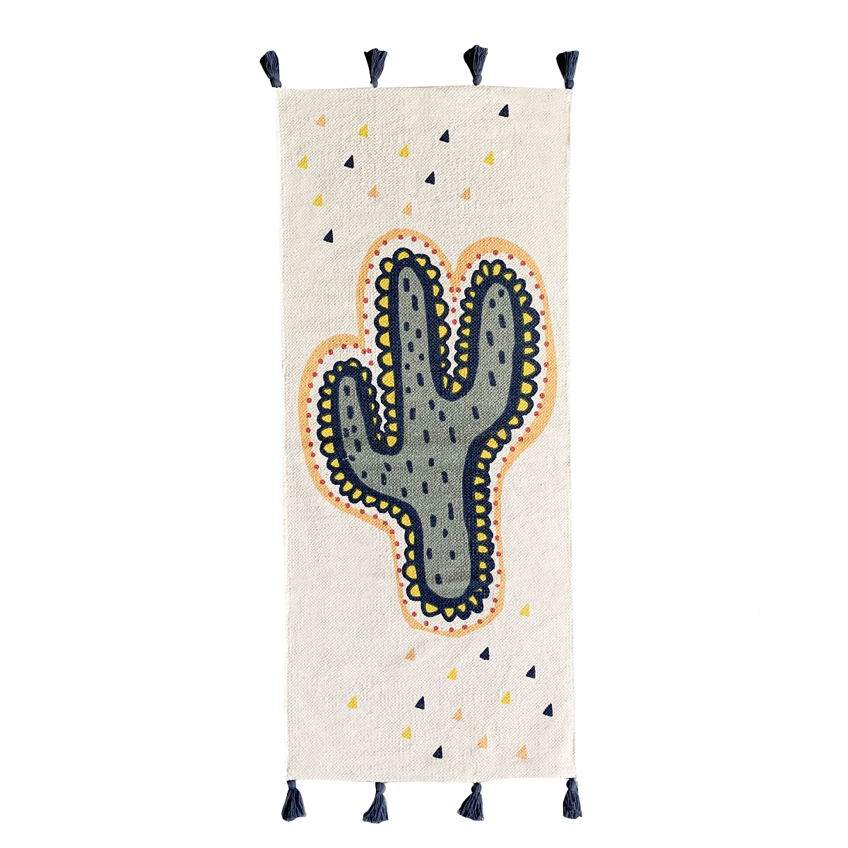 Lalama - tapis en coton imprimé blanc cactus 50x120cm