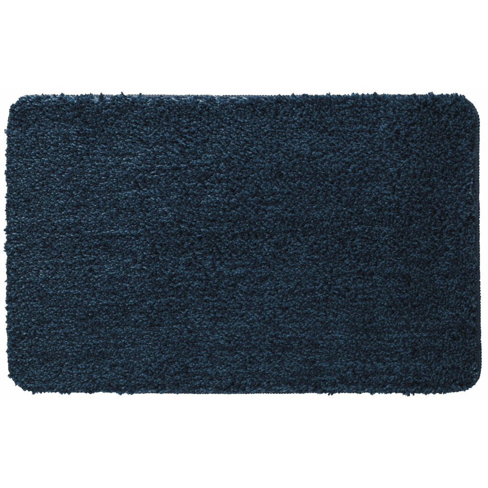Asper - tapis de bain en polyester uni bleu 50x80cm