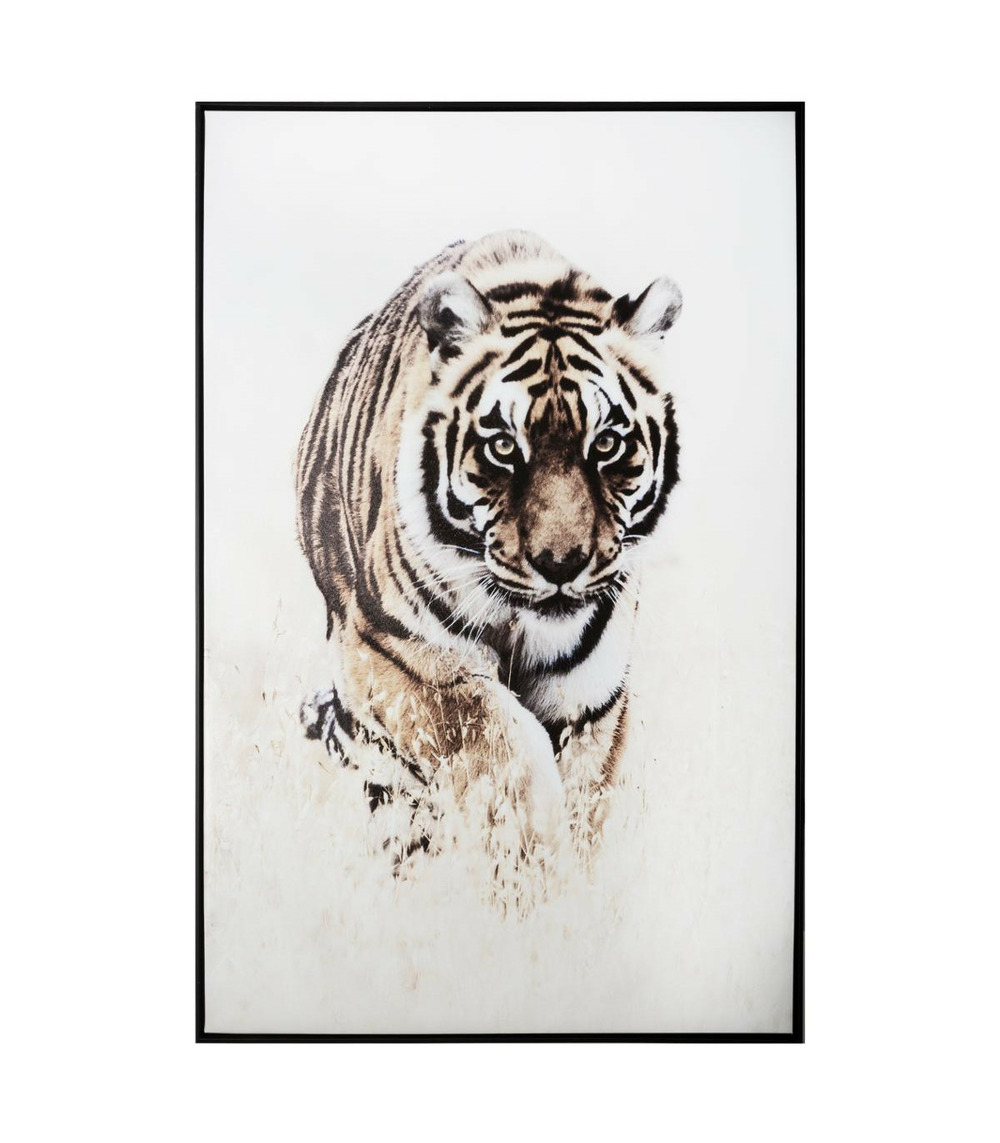 Tableau toile murale encadrée imprimée tigre et 78 x 118 cm