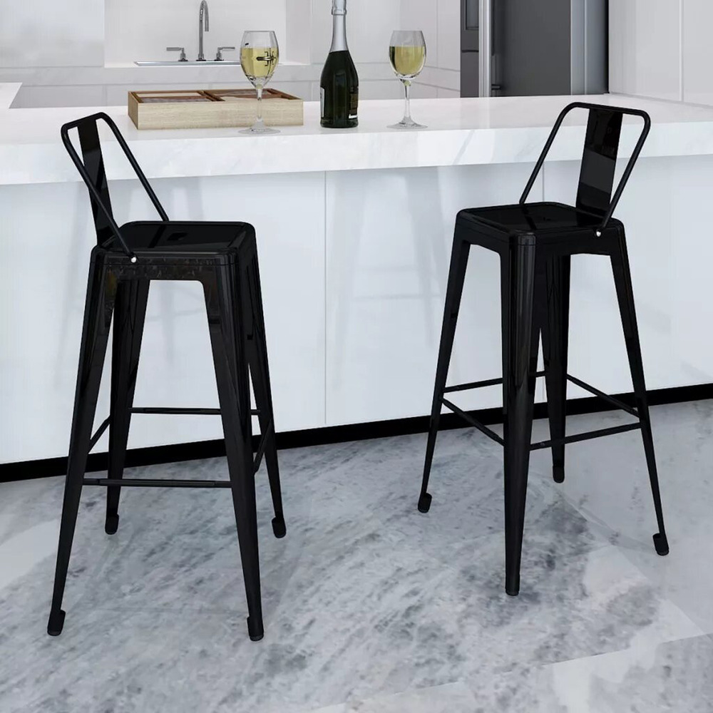 vidaXL Tabourets de bar 2 pcs Noir Acier