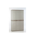 Titanium  armoire 3 portes avec étageres + penderie l105 x p44 x h176 cm beige et taupe gamme titanium intérieur/ext