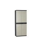 Titanium  armoire haute 2 portes avec étageres - 70 x 44 x 176 cm - beige et noir - gamme titanium - intérieur et ext