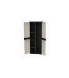 Titanium  armoire 2 portes avec étageres et penderie l70 x p44 x h176 cm beige et noire gamme titanium intérieur/ext