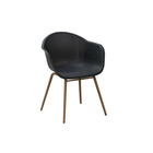Lot de 2 fauteuils scandinave - assise en plastique, pied en acier - noir anthracite - décor bois naturel