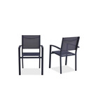 Lot de 2 fauteuils de jardin en aluminium assise textilene - 57 x 56 x 87 cm - gris
