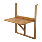 Table de balcon suspendu en bois d'acacia fsc - 64 x 44 x 80 cm - naturel