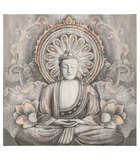 Tableau toile murale imprimée bouddha avec relief en métal 58 x 58 cm