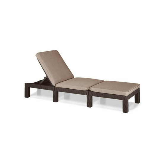 Bain de soleil en imitation résine tressée allibert avec coussins - 4 positions - daytona - marron