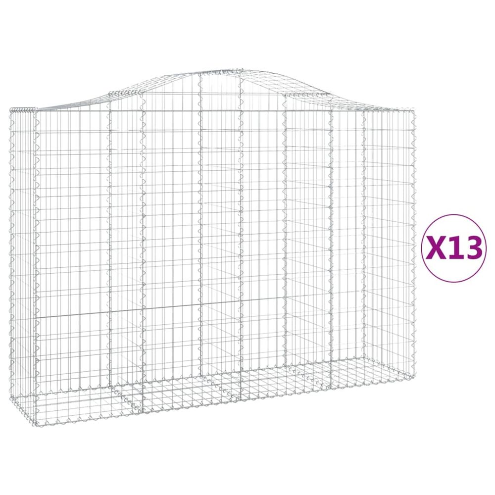 Paniers à gabions arqués 13 pcs 200x50x140/160 cm fer galvanisé
