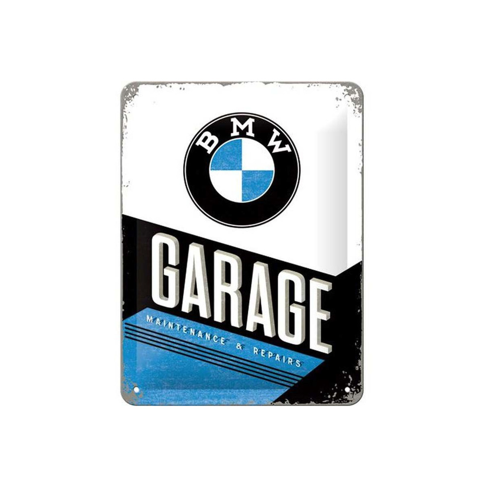 Plaque décorative en métal en relief 20 x 15 cm bmw - garage