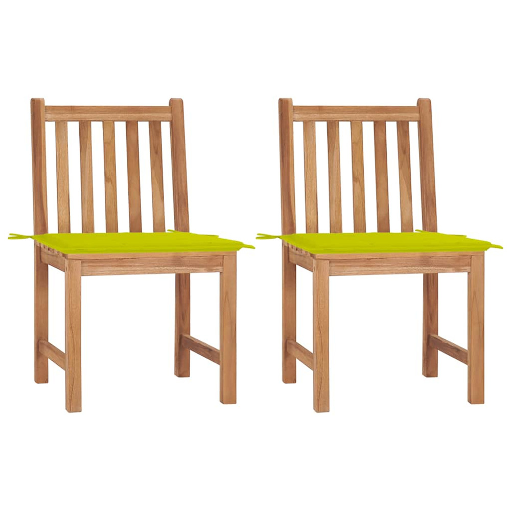 Chaises de jardin lot de 2 avec coussins bois de teck massif