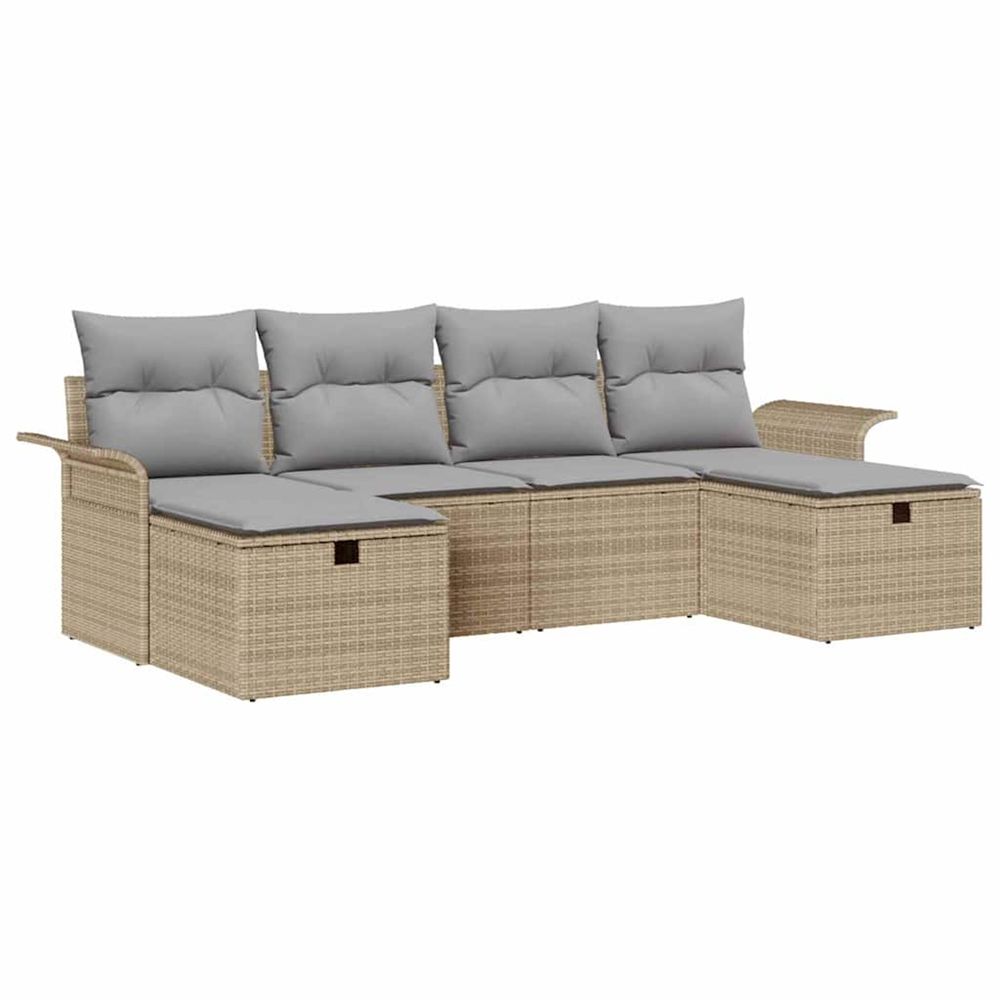 Ensemble de canapé de jardin 6 pc poly rotin