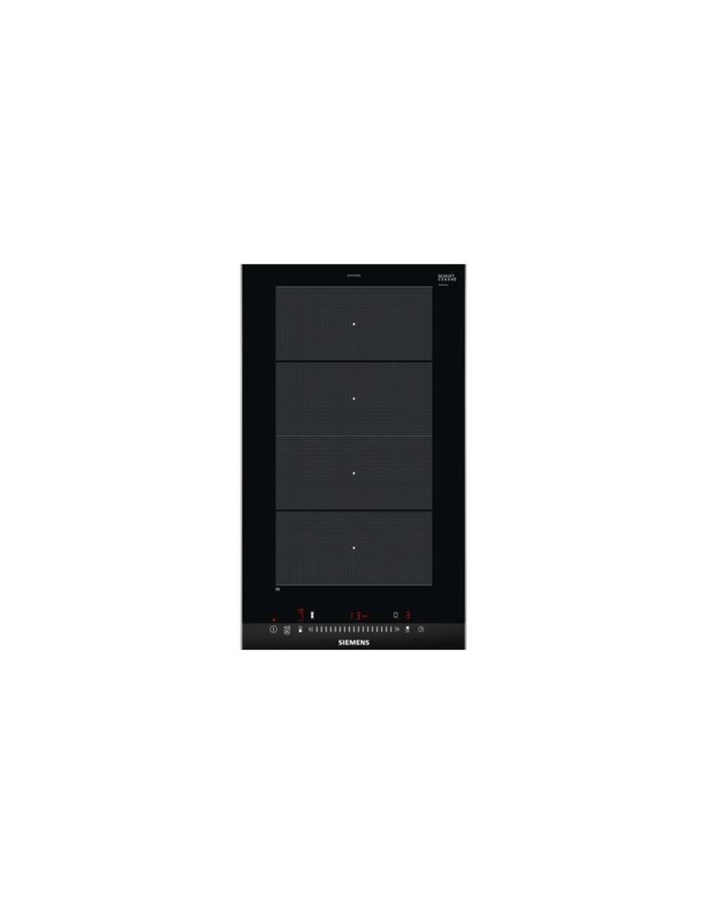 Domino induction -1 zone flex 40x20 cm 3,7 kw - timer - touchslider - profils inox - noir - siemens