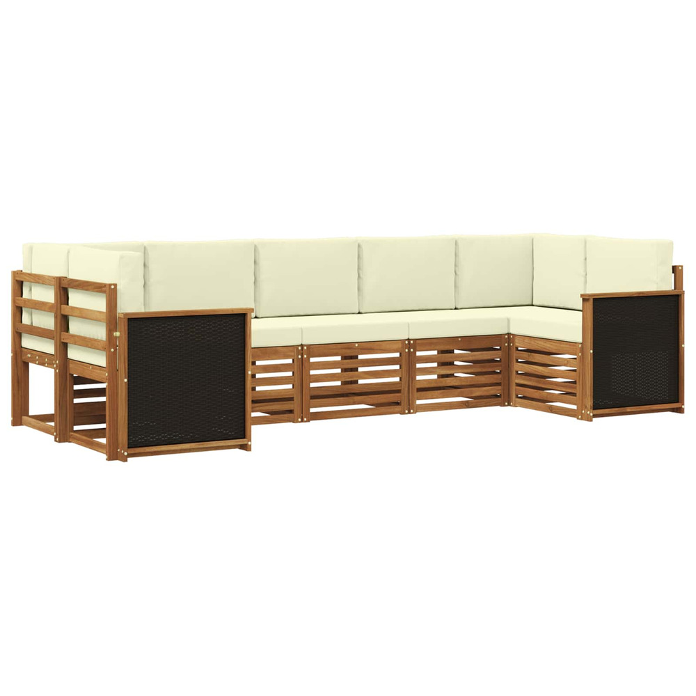 Ensemble de canapé d'angle avec coussin 6 pcs naturel et crème