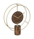 Horloge à poser en bois foncé et métal doré h 36 cm