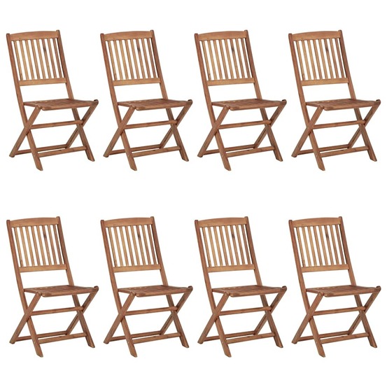 Chaises pliables de jardin lot de 8 avec coussins bois d'acacia
