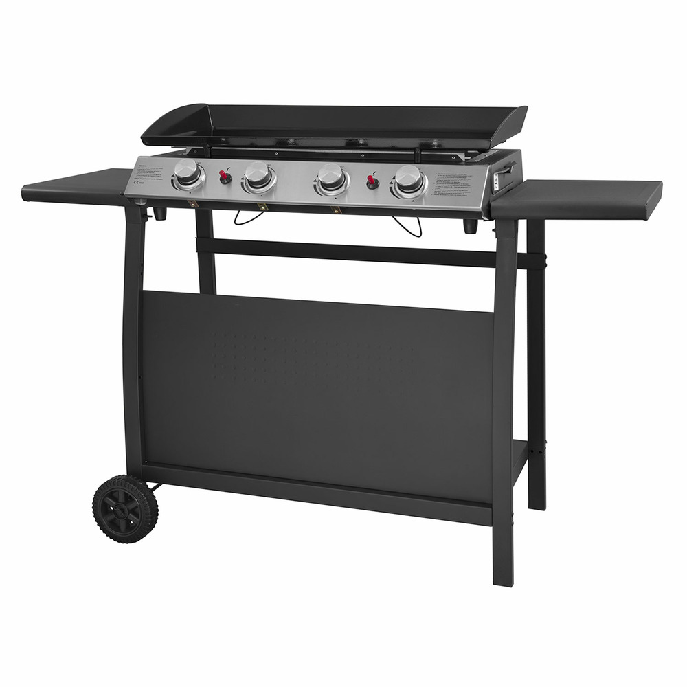 Plancha au gaz valencia - 4 brûleurs 10kw + chariot