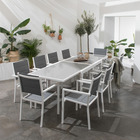 Salon de jardin lampedusa extensible textilène gris 10 places - aluminium blanc