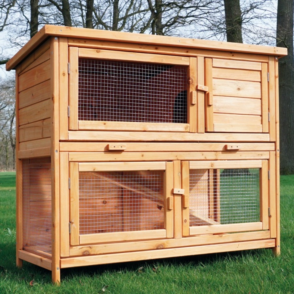 Cage clapier enclos lapin extérieur en bois haute qualité pour lapins  petits animaux- modèle : 022 mukkel 104 x 55 x 94 cm