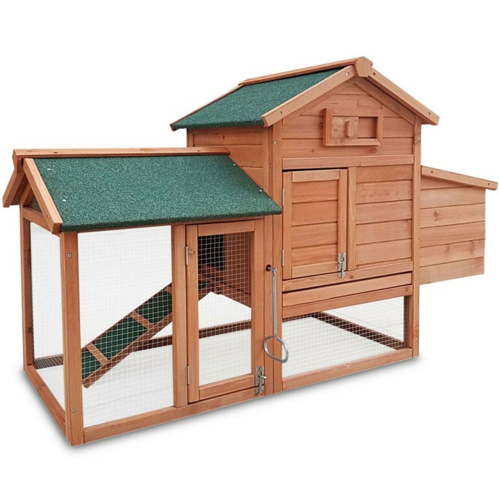 Poulailler en bois pour jardin exterieure cage canard avec nichoir 143 x 49 x 93 cm modele: 155 heidi