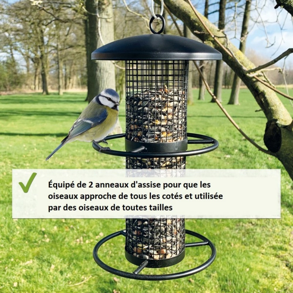 6 Mangeoires à Oiseaux En Métal Noir - Pour Boules De Graisse, Chaîne 24 Cm - 6