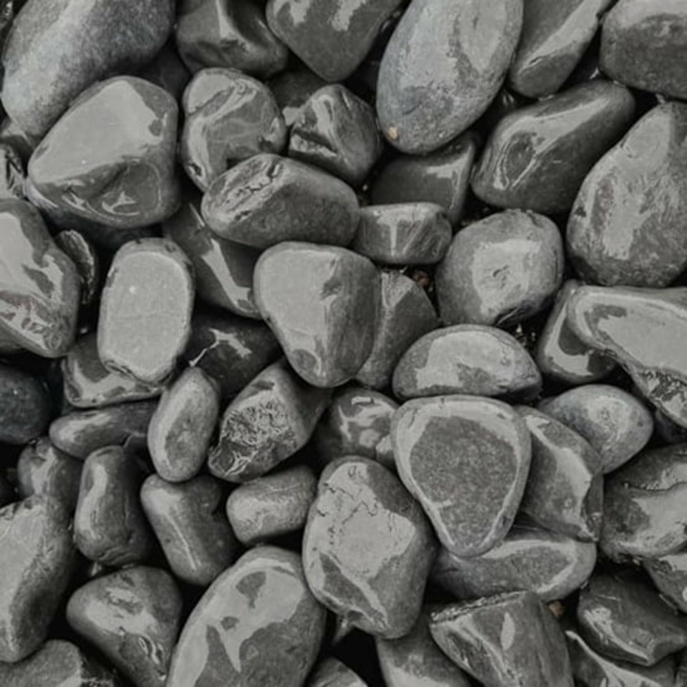 Sac de +/- 600 kg = 7,5m² galet de marbre gris foncé 25-40