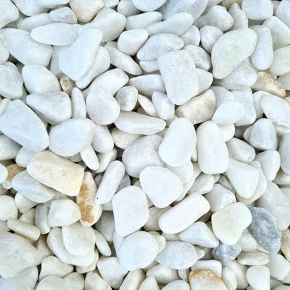 Sac de +/- 600 kg = 7,5m² gravier blanc roulé 8/12