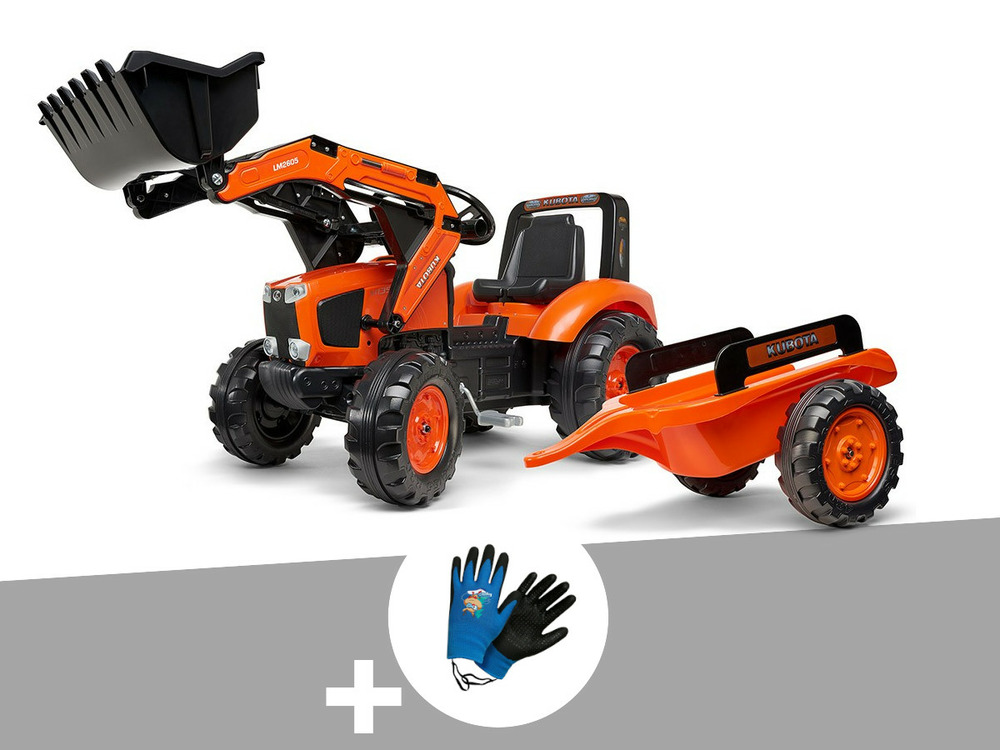 Tractopelle enfant kubota m135gx 3 à 7 ans + gants