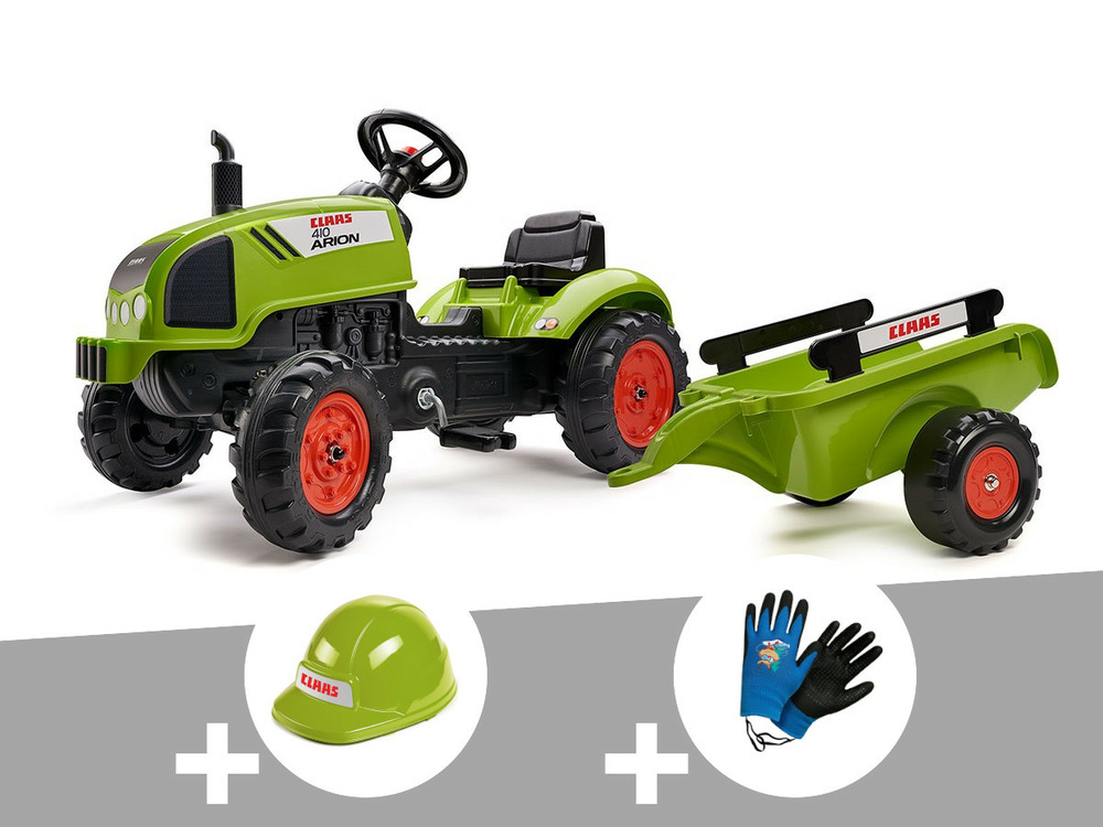 Tracteur enfant claas arion 410 avec remorque 2 à 5 ans + casque + gants