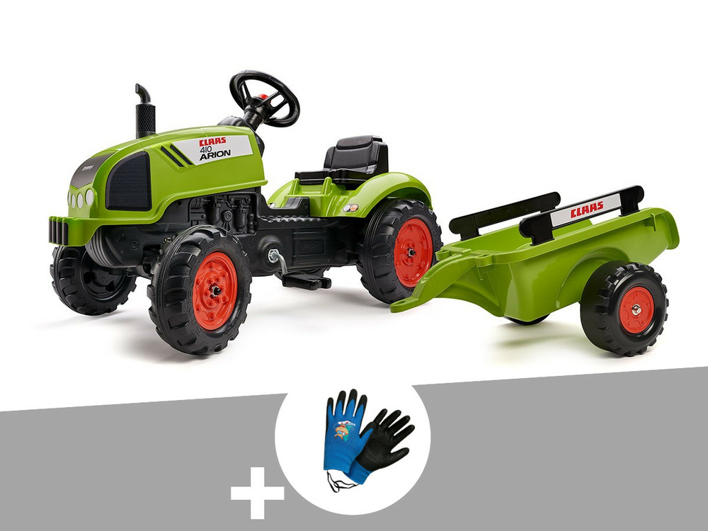 Tracteur enfant claas arion 410 avec remorque 2 à 5 ans + gants