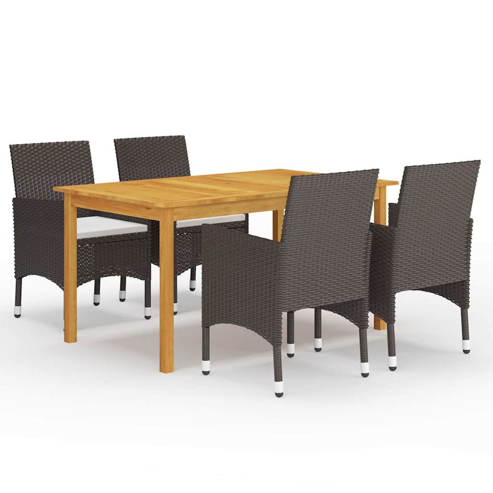 Ensemble à manger de jardin 5 pcs marron