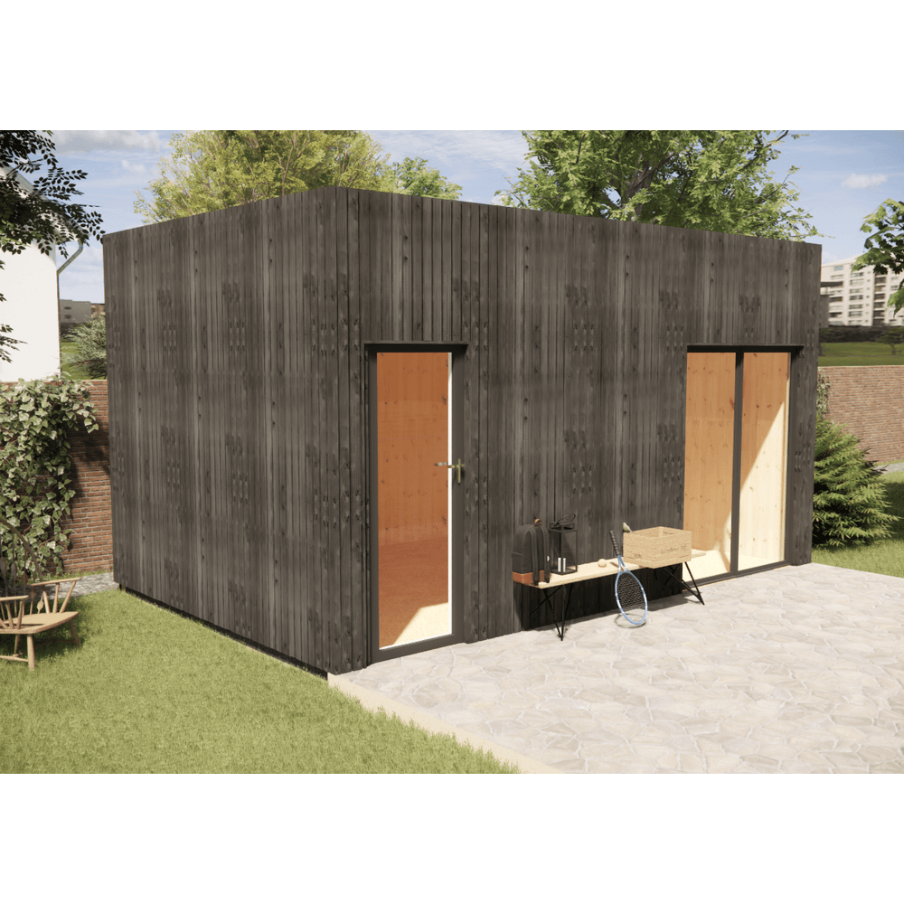 Bureau de jardin 4 saisons en bois 5,5 x 3,5 x 3,2 m / isolation re2020