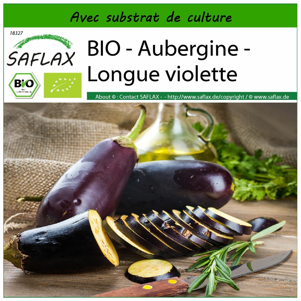 Bio - aubergine - longue violette - 20 graines - avec substrat - solanum melongena