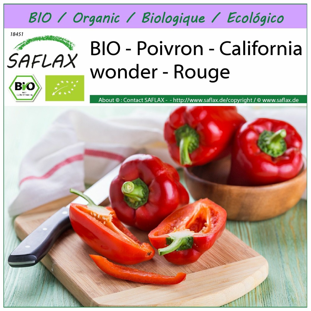 Bio - poivron - california wonder - rouge - 20 graines - capsicum annuum