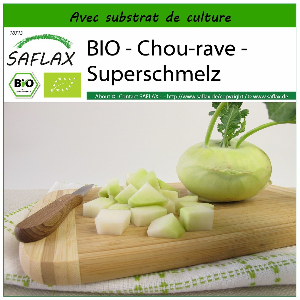 Bio - chou-rave - superschmelz - 20 graines - avec substrat - brassica oleracea var. Gongyl. L.
