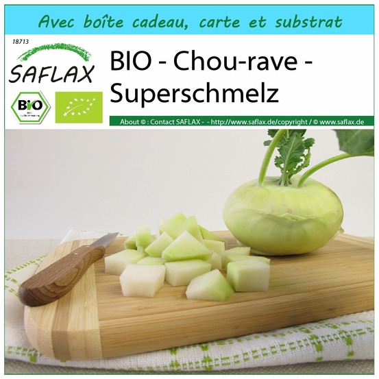 Ensemble-cadeau - bio - chou-rave - superschmelz - 20 graines - brassica oleracea var. Gongyl. L.