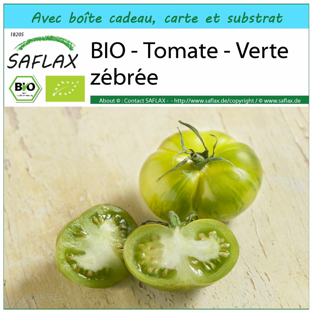 Kit cadeau - bio - tomate - verte zébrée - 10 graines  - solanum lycopersicum