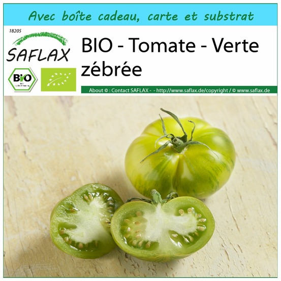 Ensemble-cadeau - bio - tomate - verte zébrée - 10 graines - solanum lycopersicum