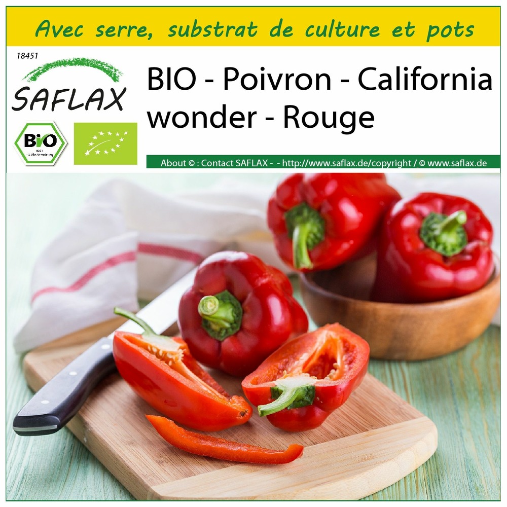 Ensemble de culture - bio - poivron - california wonder - rouge - 20 graines - capsicum annuum