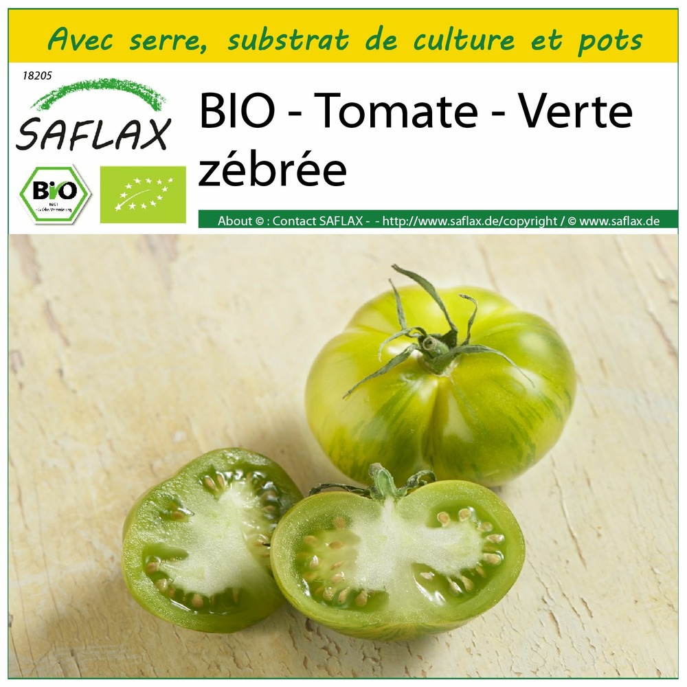 Ensemble de culture - bio - tomate - verte zébrée - 10 graines - solanum lycopersicum