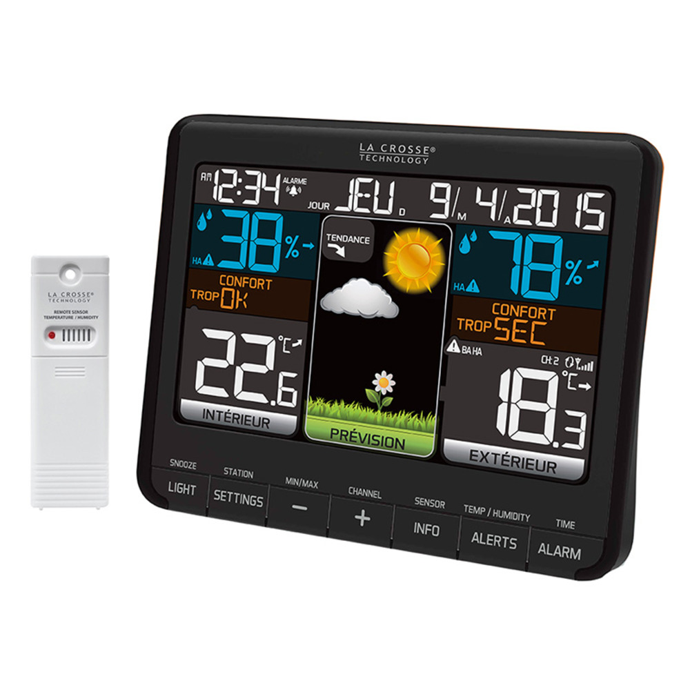 Station météo avec écran lcd coloré ws6825 noir