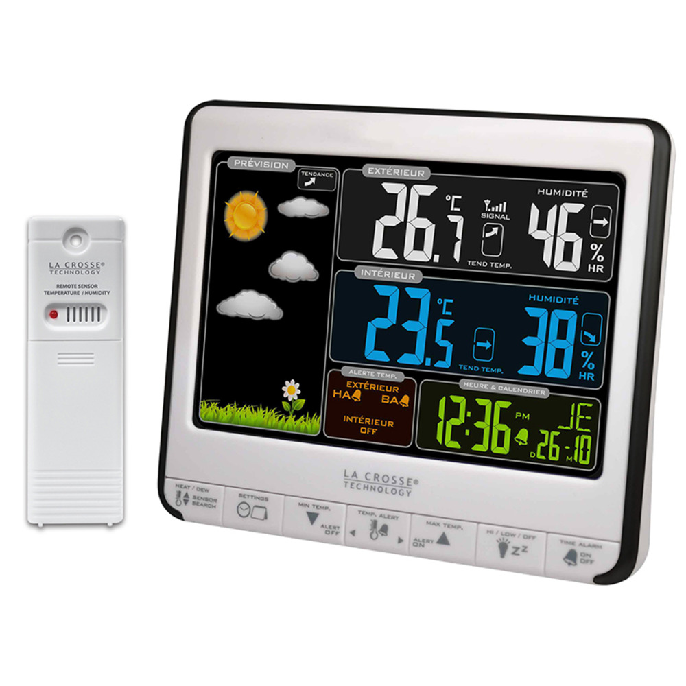 Station météo avec écran lcd coloré et port de charge usb ws6826 noir