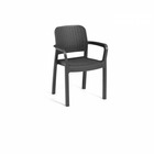 Lot de 6 fauteuils de jardin en résine aspect rotin tressé gris graphite - allibert by keter bella