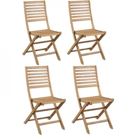 Lot de 4 chaises de jardin pliantes en acacia fsc - 47 x 57,5 x h.89,5 cm
