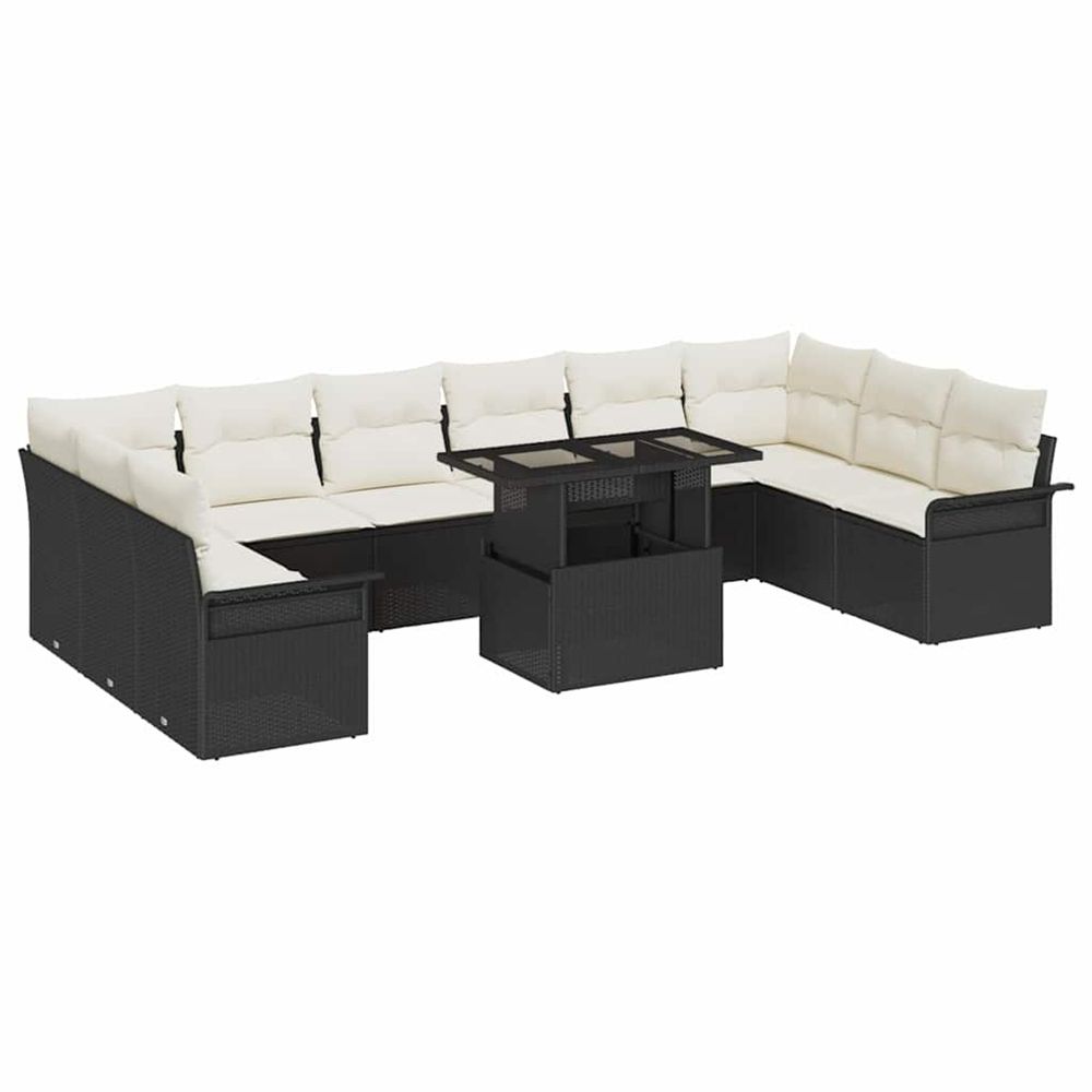 Ensemble de canapé de jardin 11 pc noir poly rattan