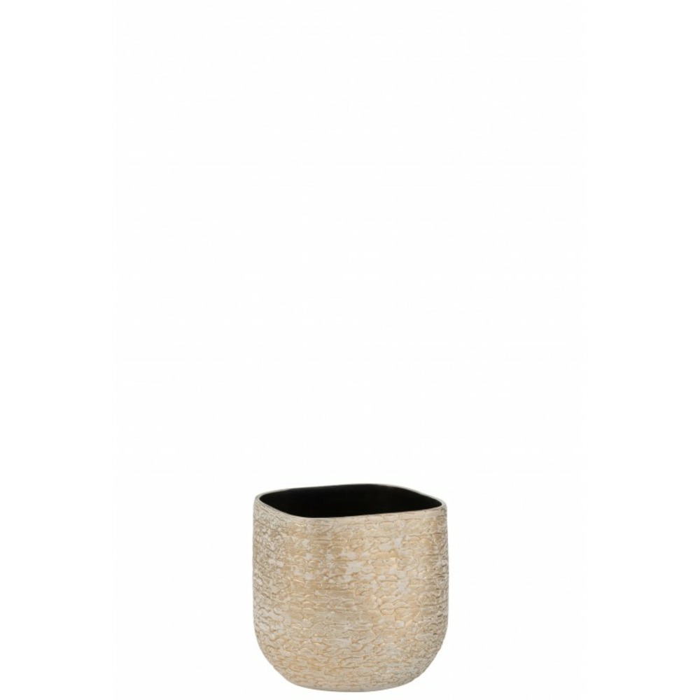 Cache-pot en céramique champagne 24x20x21cm